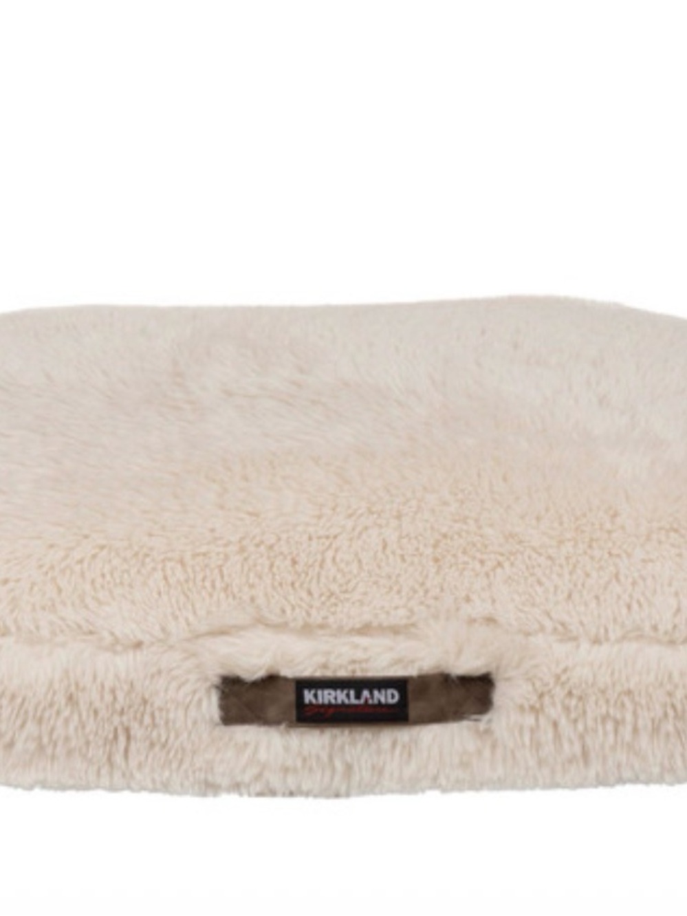 Kirkland Signature Plush Pet Bed Pillow in Cream with Brown Trim